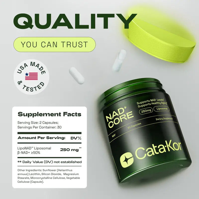 Cata-Kor NAD+ Nicotinamide Capsules
Boost cellular energy, repair & healthy aging with clean B3 support.