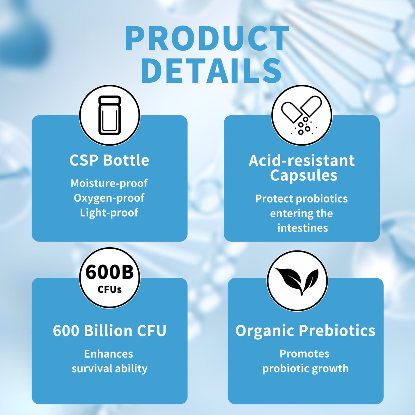 Probiotics for Men & Women – 60 Billion CFU
Daily digestive & immune support with 10 strains + prebiotics.