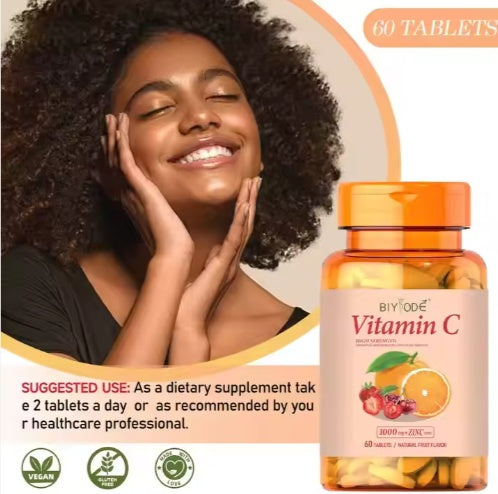 Vitamin C Tablets – Vegan Immune & Skin Support
Daily antioxidant support for immunity, collagen, and cell repair.