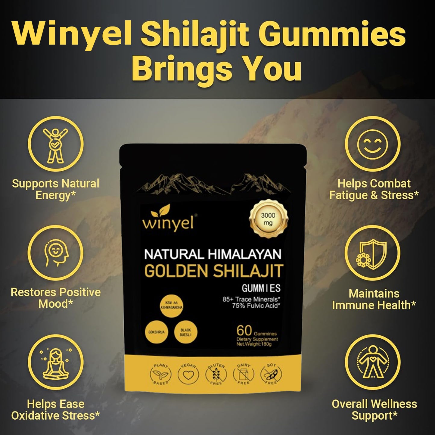 Shilajit Gummies – Energy, Hormone & Mineral Support
Vegan gummies with 85+ trace minerals, ashwagandha & gokshura.
