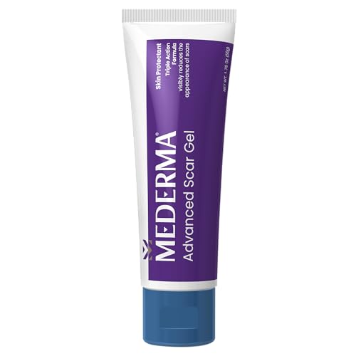 Mederma Advanced Scar Gel – 50g tube for fading old and new scars from surgery, burns, acne, and injuries with once-daily application.
