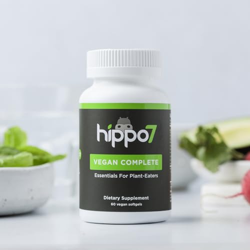Hippo7 Vegan Multivitamin – B12, D, DHA, Iron, Zinc, 60 Softgels