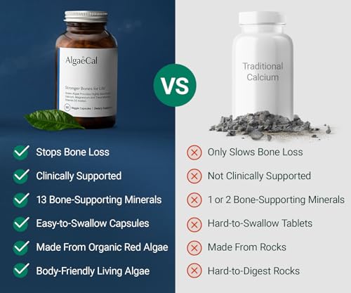 AlgaeCal Plant-Based Calcium with D3 & Minerals for Bone Health - 90 Ct