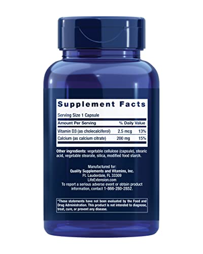 Life Extension Calcium Citrate with Vitamin D for Bone Health - 200 Ct