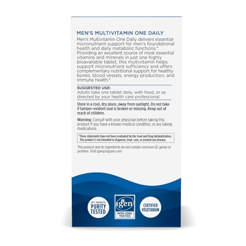 Nordic Naturals Men’s Multivitamin One Daily - Bone, Energy, & Blood-Vessel Support - Immunity Supplement - 20 Essential Nutrients - 30 Tablets - 30 Servings