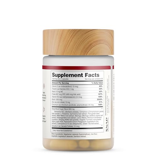 Snap Supplements Blood Sugar Blend – Glucose Support – 60 Capsules