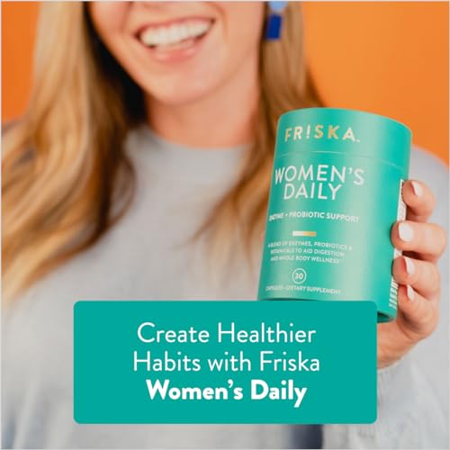 FRISKA Women’s Daily Digestive Enzyme and Probiotics Supplement, Advanced Natural Support for Female Digestive Health, Fights Bloating, Eases Digestion, Supports Nutrient Absorption, 90 Capsules