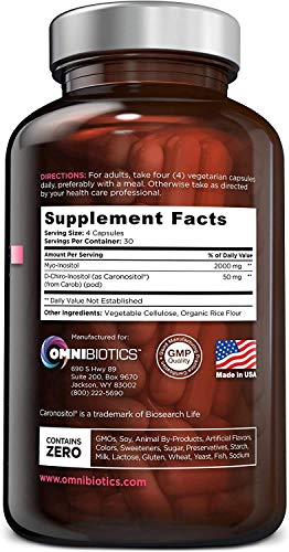 Myo-Inositol & D-Chiro Inositol Supplement with 40:1 Ratio for Hormone Balance for Women - Women Supplement to Support Reproductive Health & Ovarian Function. Non-GMO - 120 Vegan Capsules