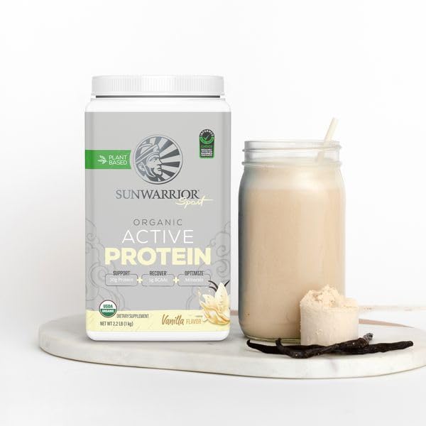 Sunwarrior Organic Vanilla Vegan Protein – BCAAs, Sugar-Free, 20 Servings