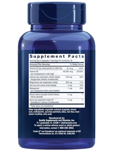 Life Extension Bone Restore Elite – Calcium, D3, K2 & Magnesium Support 120 Ct