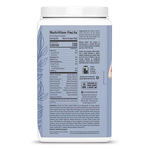Sunwarrior Vegan Protein Shake – Organic Chocolate – 20 Servings
