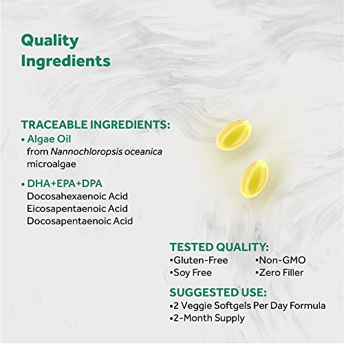 Naturalis Vegan Omega-3 – DHA, EPA & DPA Algae Oil | 120 Softgels
