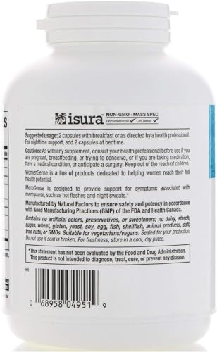 WomenSense MenoSense – Natural Menopause Symptom Relief, Vegan, 180 Ct