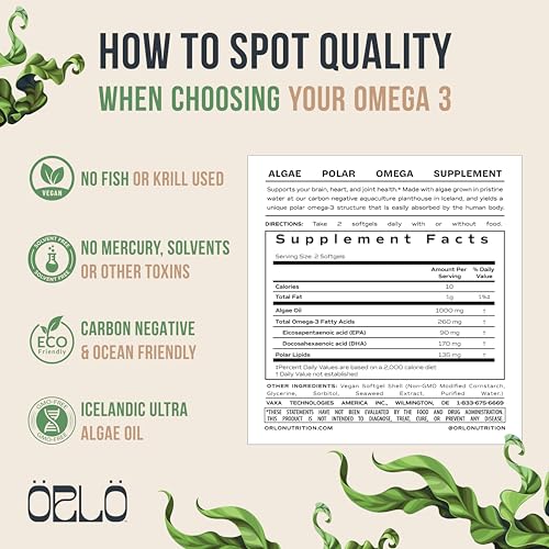 Orlo Omega 3 – Triple Strength Vegan DHA & EPA – 60 Mini Softgels