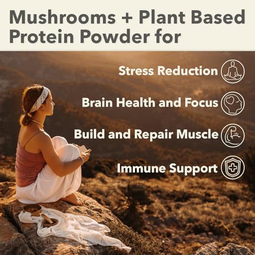 PlantFusion Mushroom Protein – Chocolate, Vegan, Adaptogen Blend, 1 lb