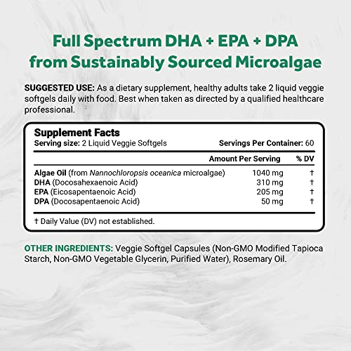Naturalis Vegan Omega-3 – DHA, EPA & DPA Algae Oil | 120 Softgels
