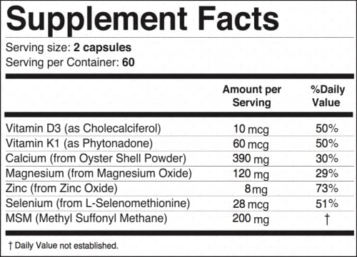 Nano Calcium with MSM & D3 – Bone, Joint & Bone Density Support 120 Ct