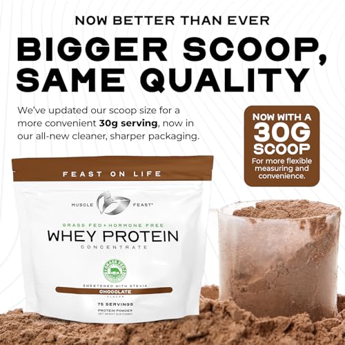 Muscle Feast Grass-Fed Whey Protein Concentrate Powder, All Natural Hormone Free Pasture Raised, Unflavored, 5lb