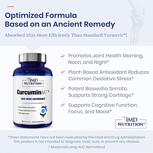 CurcuminMD Plus – 285x Absorbable Turmeric + Boswellia – 60 Ct
Clinically Proven | High Absorption | Joint Relief & Mobility | 60 Vegan Capsules