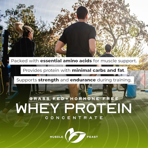 Muscle Feast Grass-Fed Whey Protein Concentrate Powder, All Natural Hormone Free Pasture Raised, Unflavored, 5lb