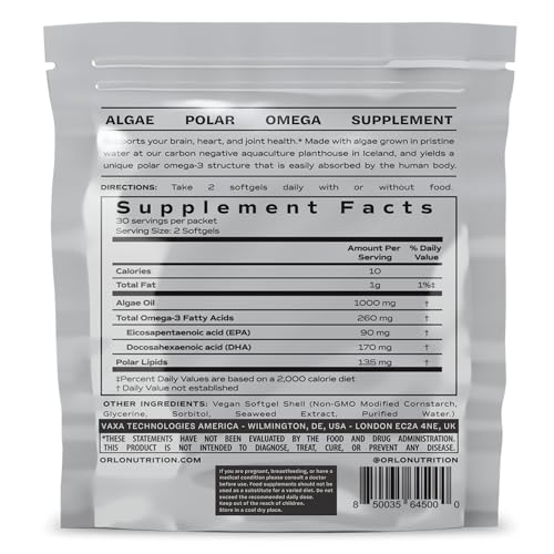 Orlo Omega 3 – Triple Strength Vegan DHA & EPA – 60 Mini Softgels