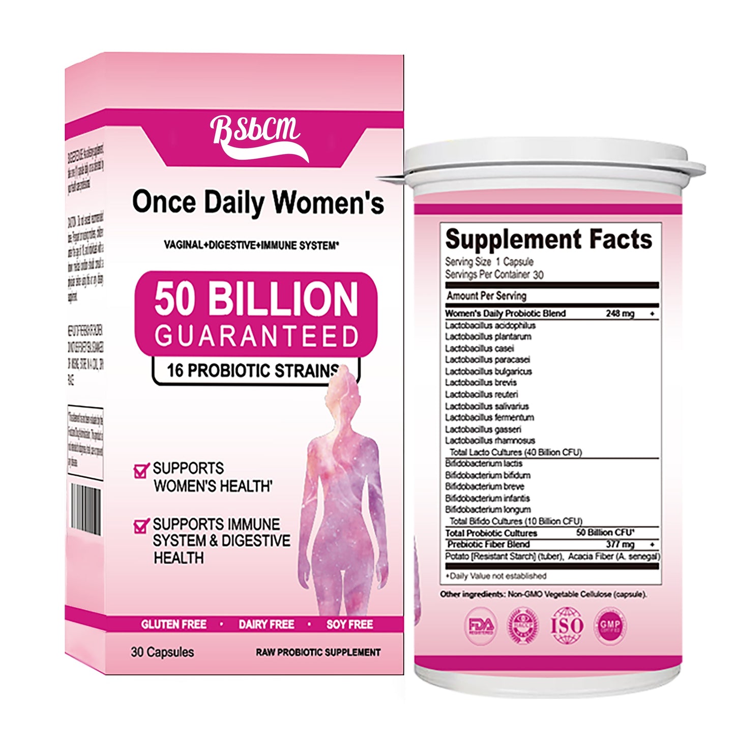 Women’s Probiotic – 50 Billion CFU + Prebiotics
Gut, vaginal & pH support in one clean, once-daily vegan capsule.