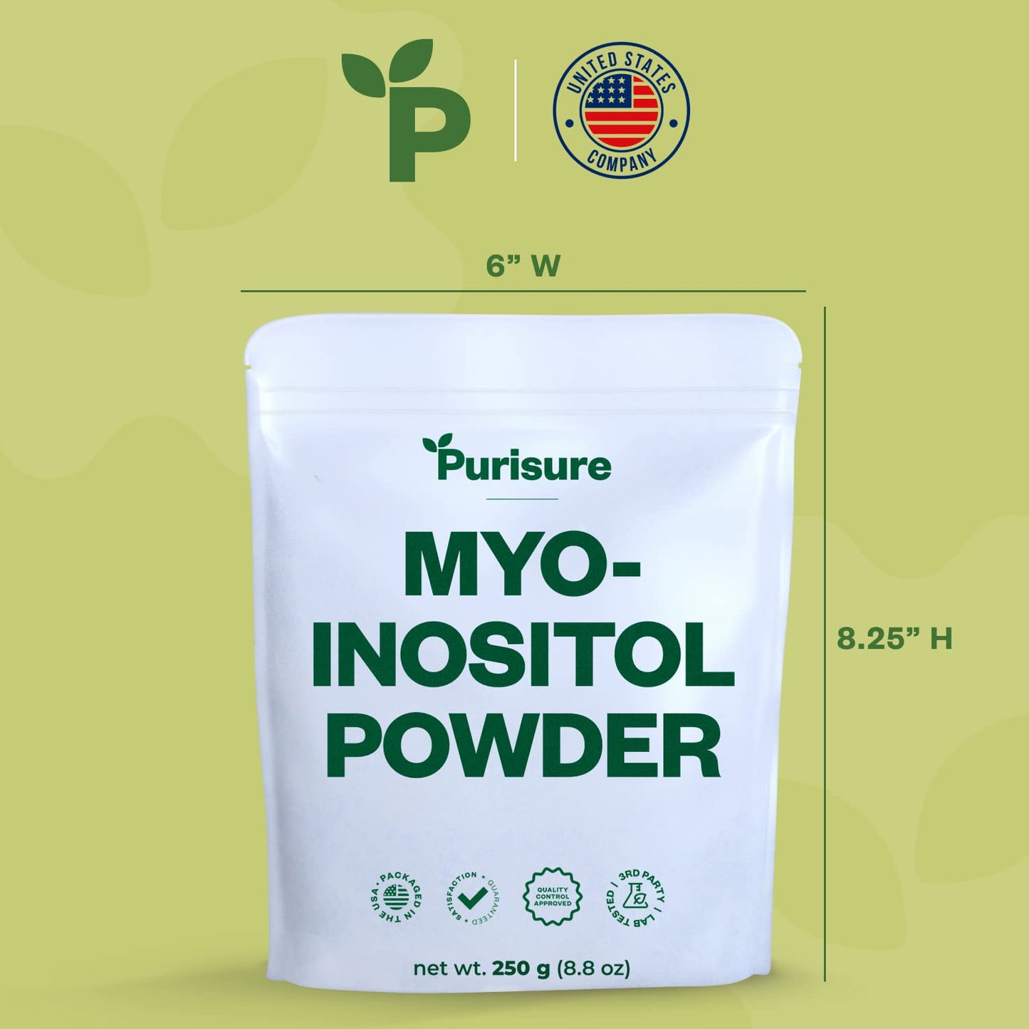 Purisure Myo-Inositol Powder, 250g, Fertility, Hormonal Balance and Ovarian Support, Pure Inositol Powder, Myo Inositol Supplement to Support Energy and Brain Wellness, Vegan, Non-GMO, 500 Servings