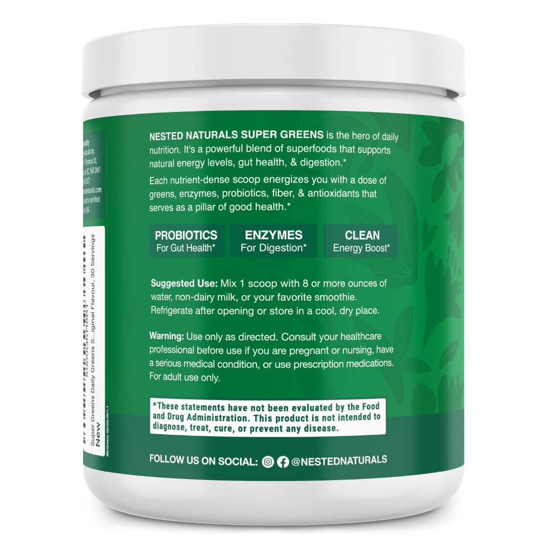 Super Greens Daily Greens Powder – Organic Superfoods & Probiotics, 30 Servings