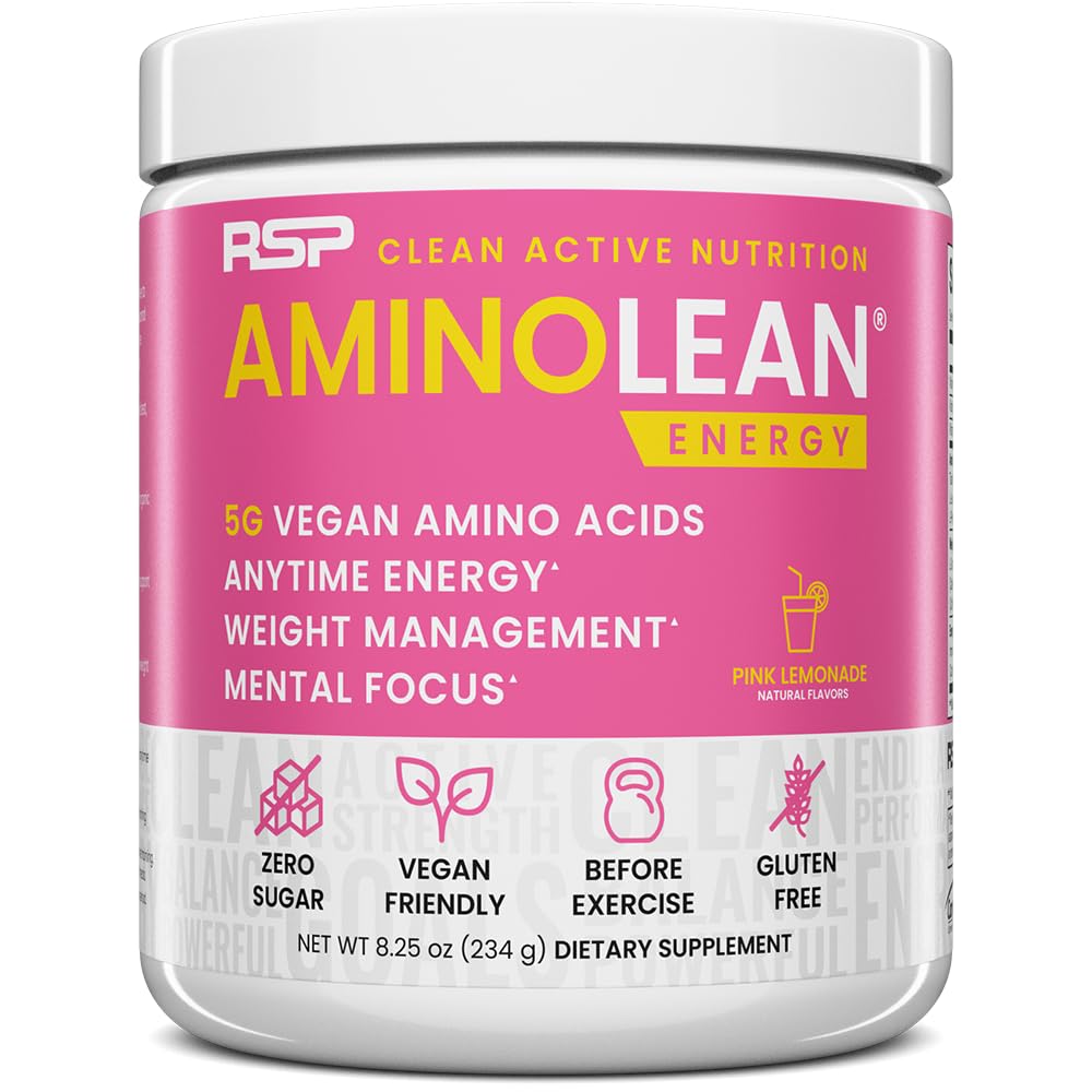 AminoLean Pre Workout – Energy & Weight Support, Pink Lemonade, 30 Ct