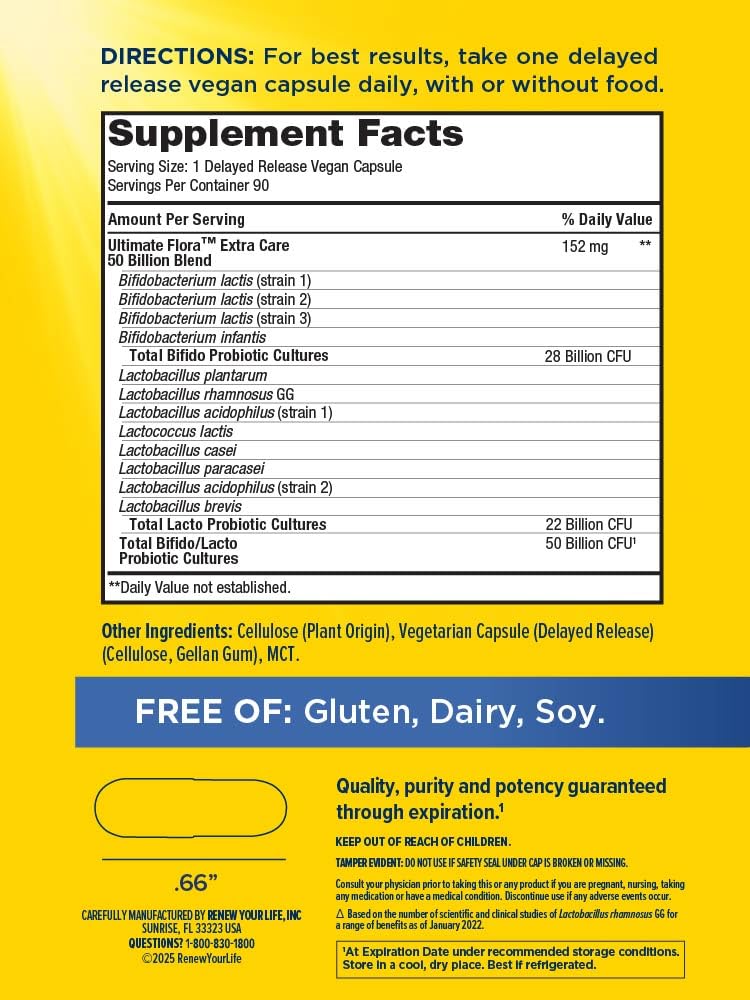 Renew Life Ultimate Flora – 50B CFU Probiotic for Digestive & Immune Support
