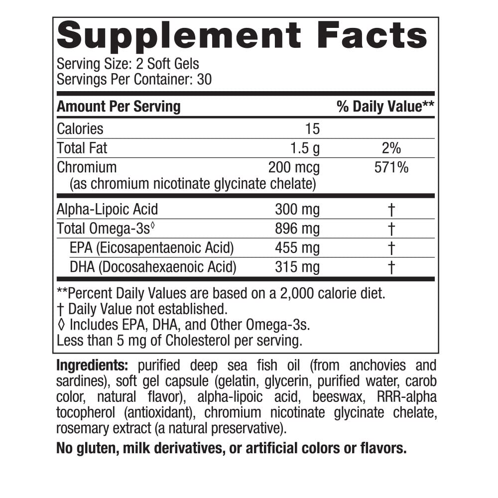 Nordic Naturals Blood Sugar – Omega-3, ALA & Chromium – 60 Softgels (69 characters)