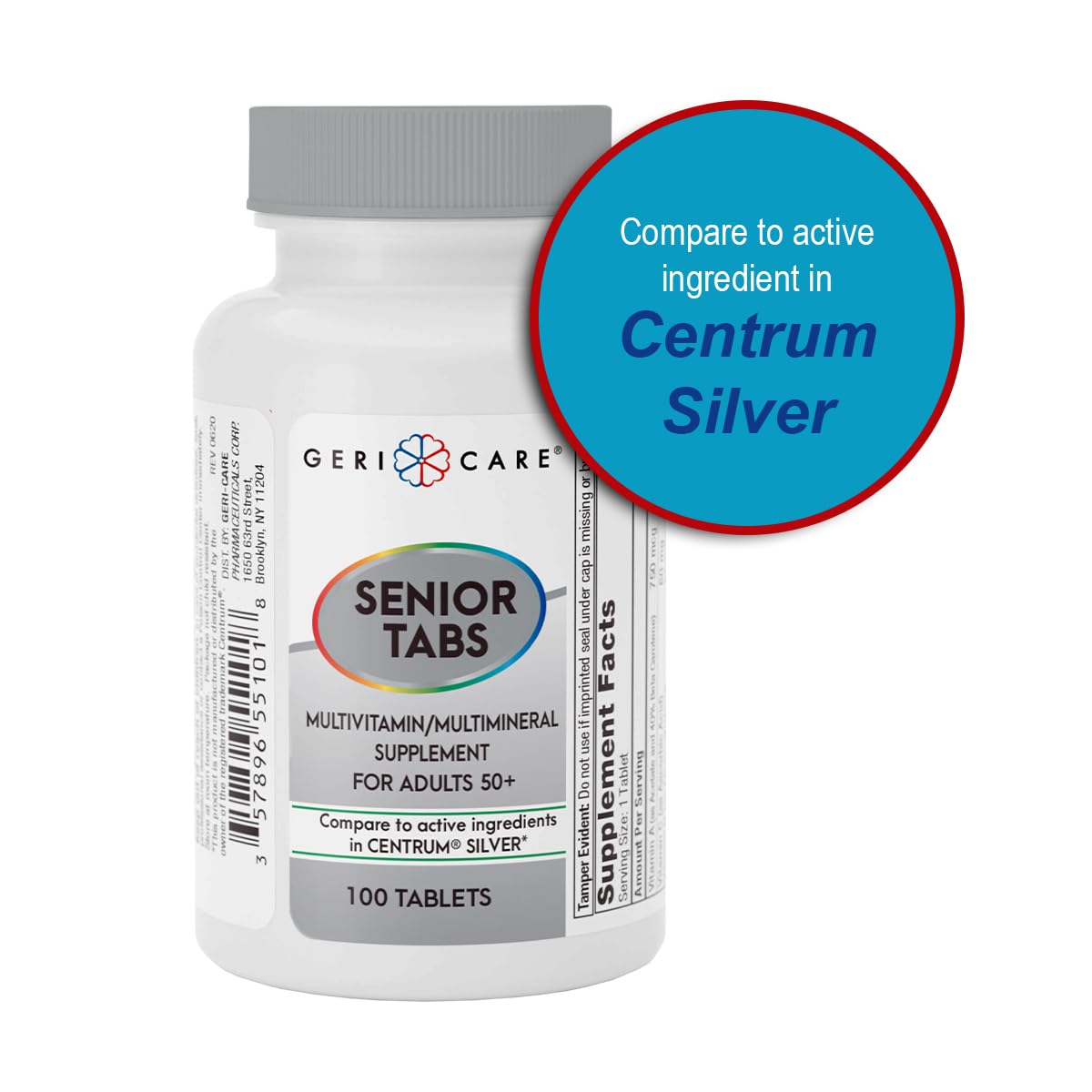 GeriCare Senior 50+ Multivitamin – Immune & Daily Support – 200 Ct