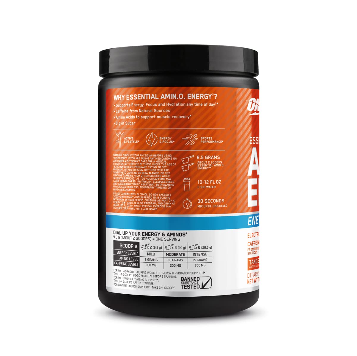 Optimum Amino Energy + Hydration Powder, Tangerine, 30 Servings