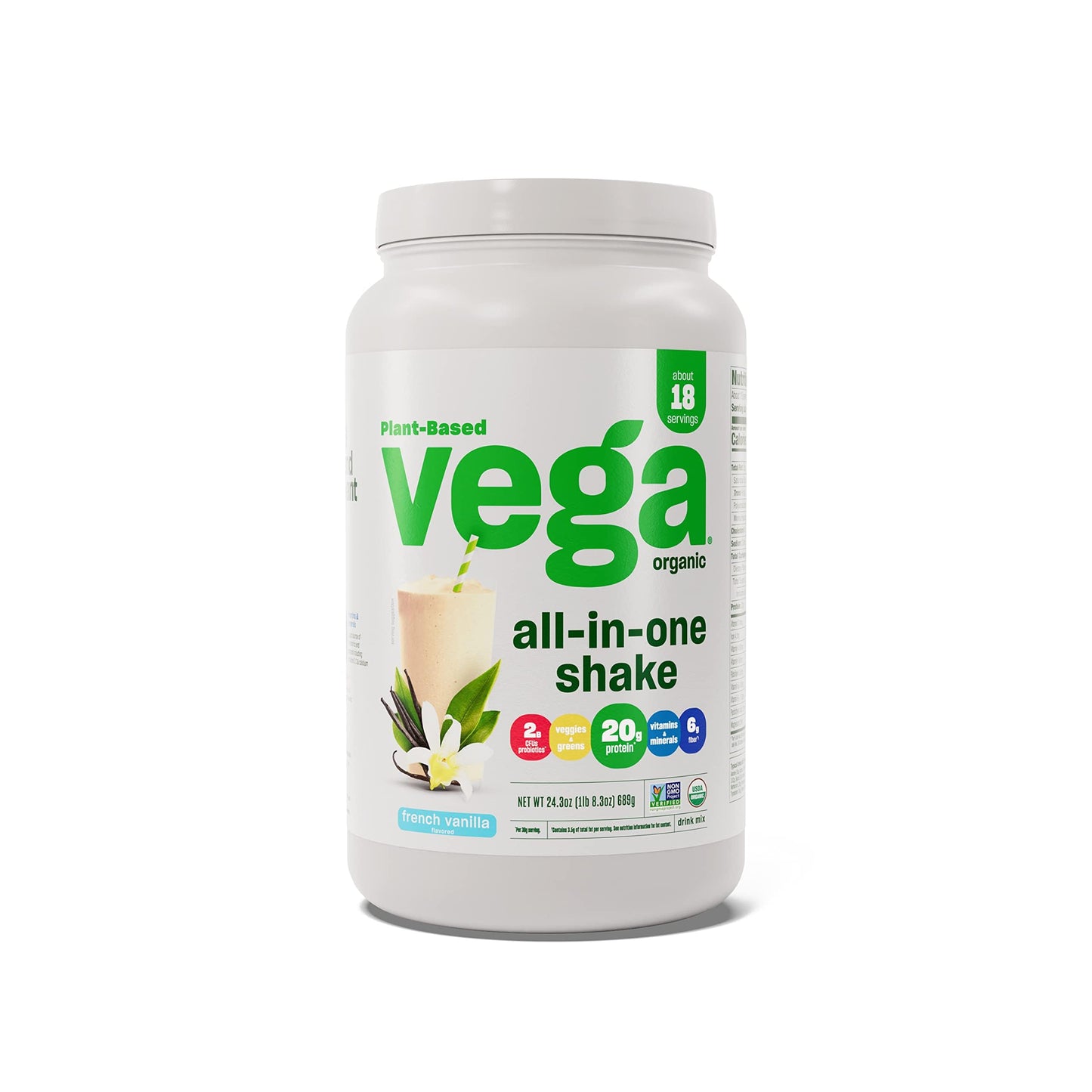 Vega Organic All-in-One Vegan Protein – French Vanilla, Keto, 1.5 lbs
Organic Plant Protein | French Vanilla | Keto Friendly | Daily Nutrition | 1.5 lbs