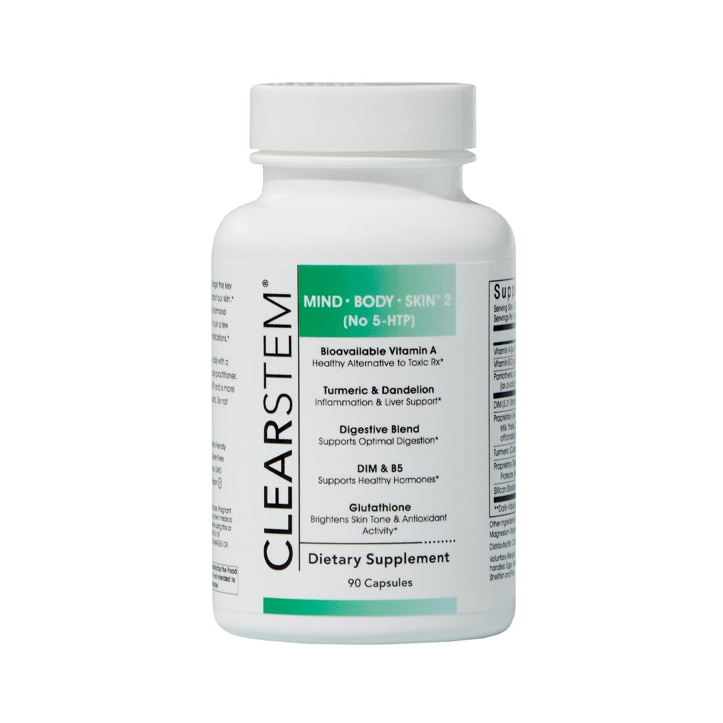 CLEARSTEM MINDBODYSKIN – Hormonal Acne Supplement, Vegan, 90 Ct
