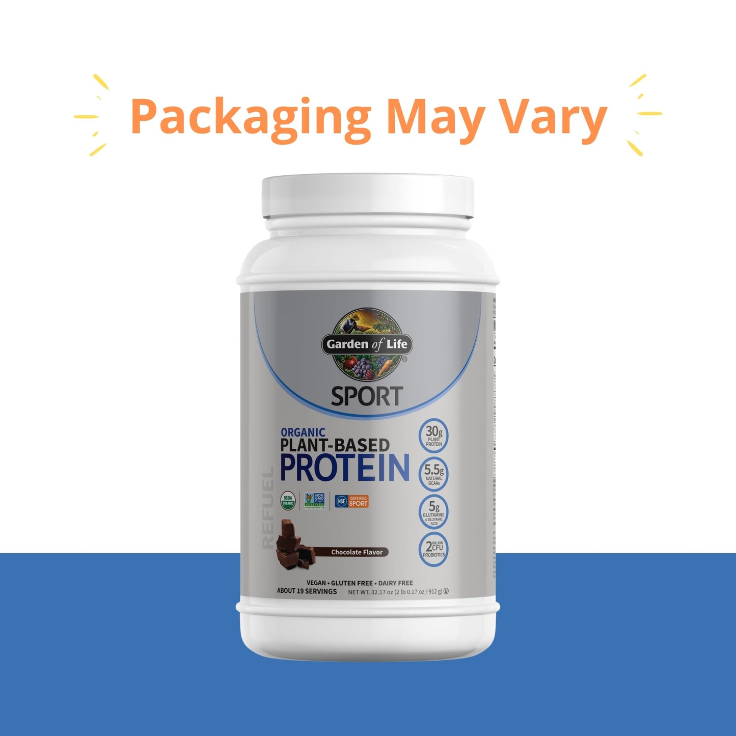 Garden of Life Vegan Sport Chocolate Protein – 30g, Probiotics, 19 Servings