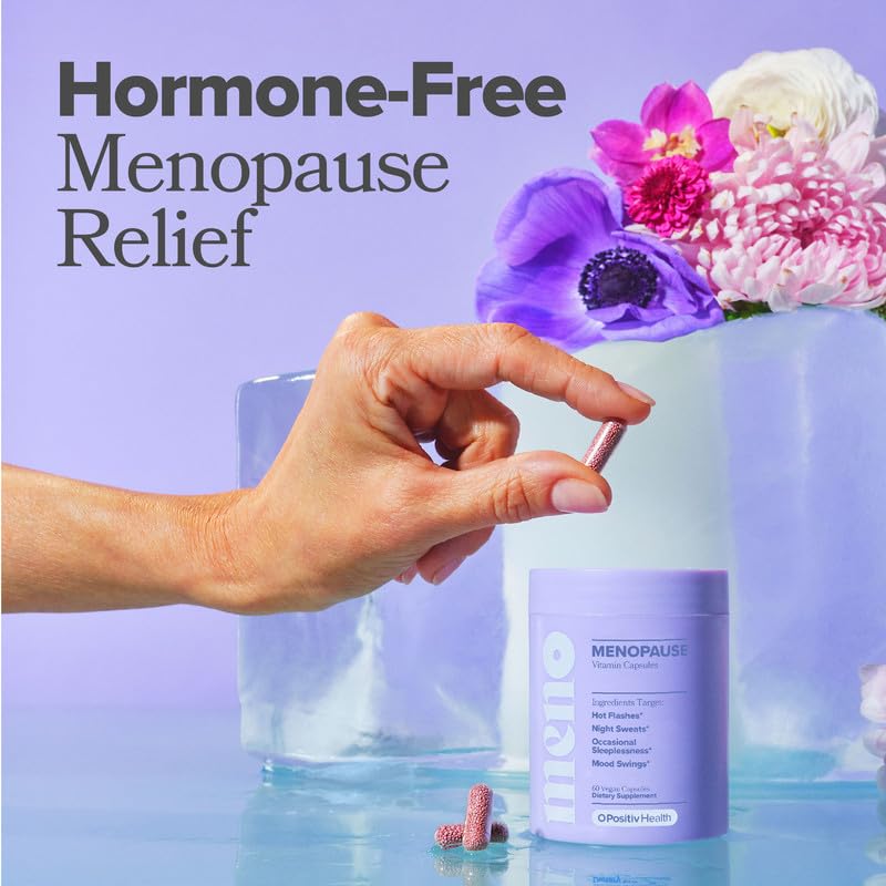 O Positiv MENO Vitamins for Menopause - Hormone-Free Menopause Supplement for Women - Black Cohosh & Ashwagandha KSM-66 - Helps Relieve Hot Flashes, Night Sweats, Mood Swings - 30 Servings (Pack of 1)