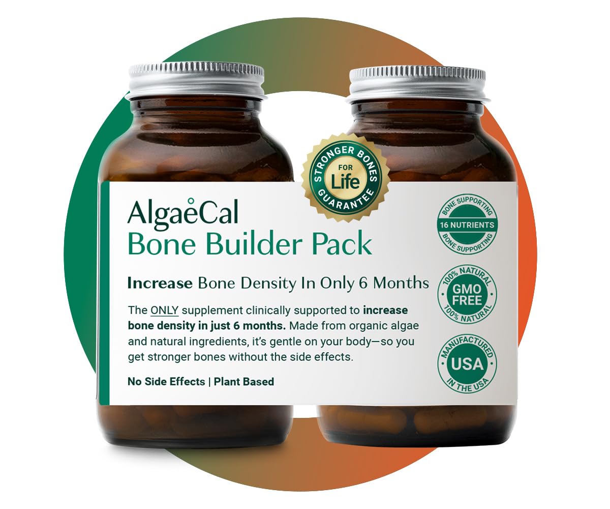 AlgaeCal Bone Builder Pack – Plant-Based Calcium + K2, D3, Magnesium for Bone Strength