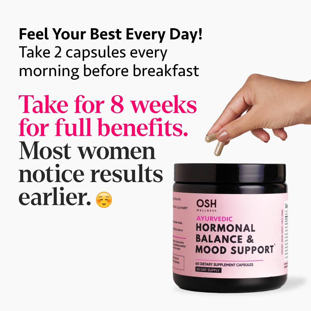 Ayurvedic Hormone Balance for Women | Cortisol Manager | Regulates Estrogen | Made in USA | Ashwagandha, Rhodiola, & Shatavari | Mood, Energy, & Sleep Support | Stress Relief | 60 Ct. - OSH Wellness