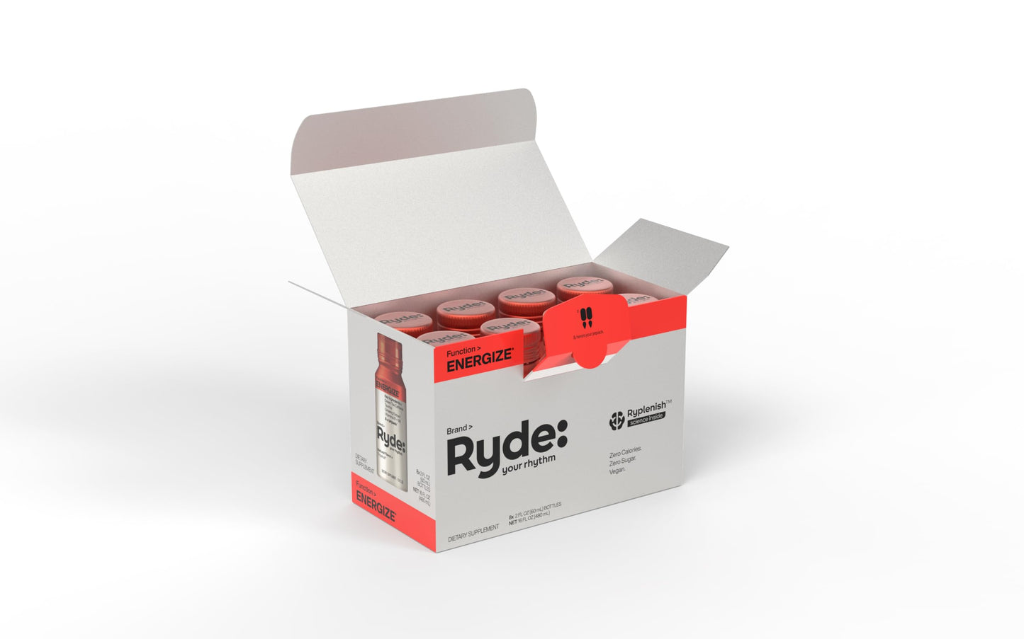 Ryde Energize Shot – Tropical, Green Tea, Sugar-Free – 8 Pack
Tropical Flavor | Green Tea Caffeine | Sugar-Free | Clean Energy | 8 Shots