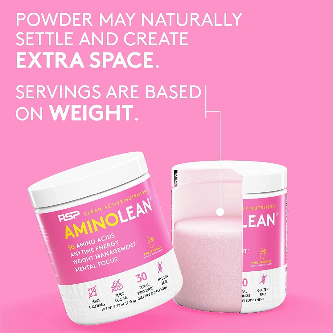 AminoLean Pre Workout – Energy & Weight Support, Pink Lemonade, 30 Ct