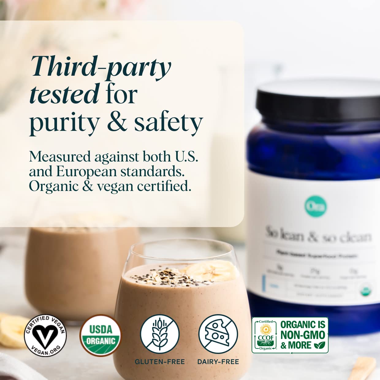 Ora Organic Vanilla Protein - Plant-Based, Gluten-Free, Vegan, 23g, 20 Servings
