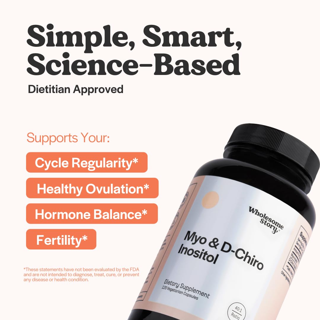 Myo-Inositol & D-Chiro Inositol Supplement For Women | Fertility Supplements & Healthy Hormone Balance For Women | Myo Inositol Powder Capsules For Ovarian Support | Ideal 40:1 Ratio | 30 Day Supply