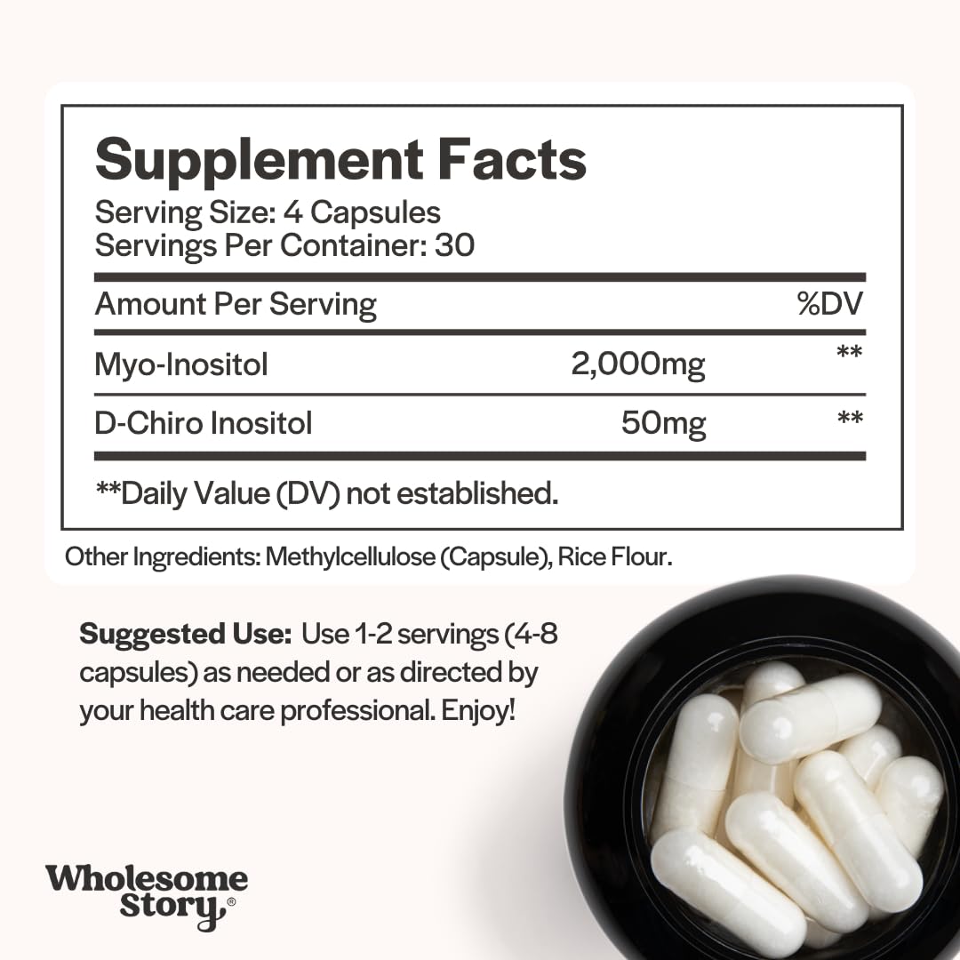 Myo-Inositol & D-Chiro Inositol Supplement For Women | Fertility Supplements & Healthy Hormone Balance For Women | Myo Inositol Powder Capsules For Ovarian Support | Ideal 40:1 Ratio | 30 Day Supply