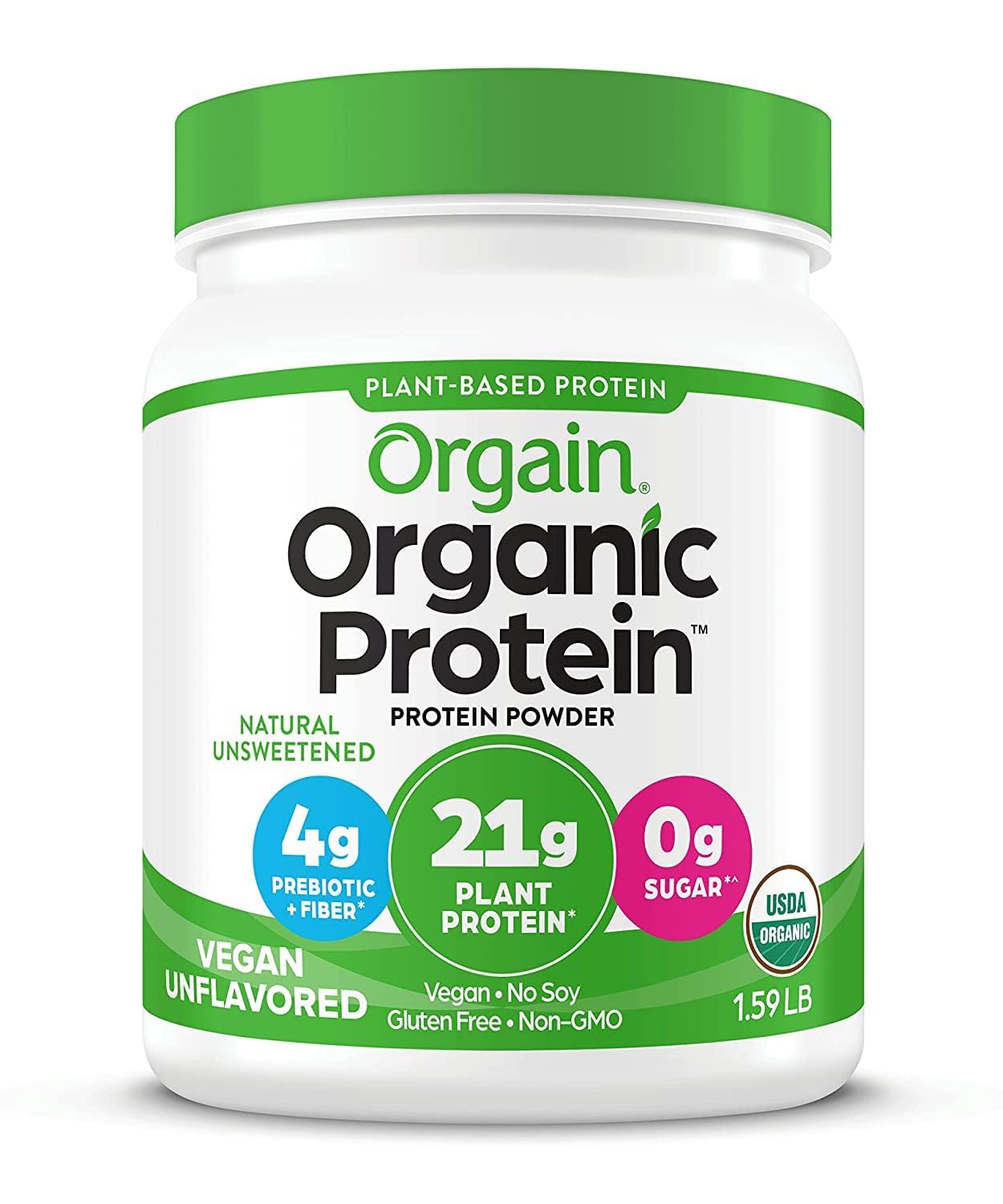 Orgain Organic Vegan Protein – Unflavored, No Sugar, Gluten-Free, 1.59 lb