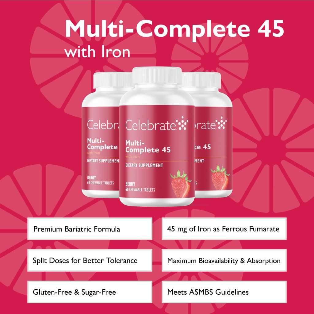 Celebrate Bariatric Chewable Multivitamin with Iron, Berry, 180 Ct