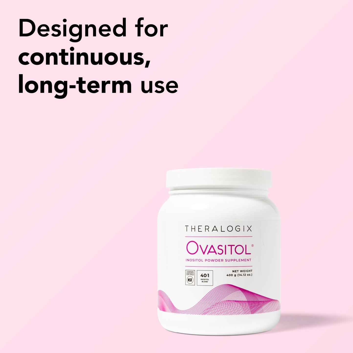 Theralogix Ovasitol Inositol Powder - 90-Day Supply - Myo-Inositol & D-Chiro Inositol for Hormone Balance & Ovarian Function Support* - NSF Certified - 400 g (180 Servings)