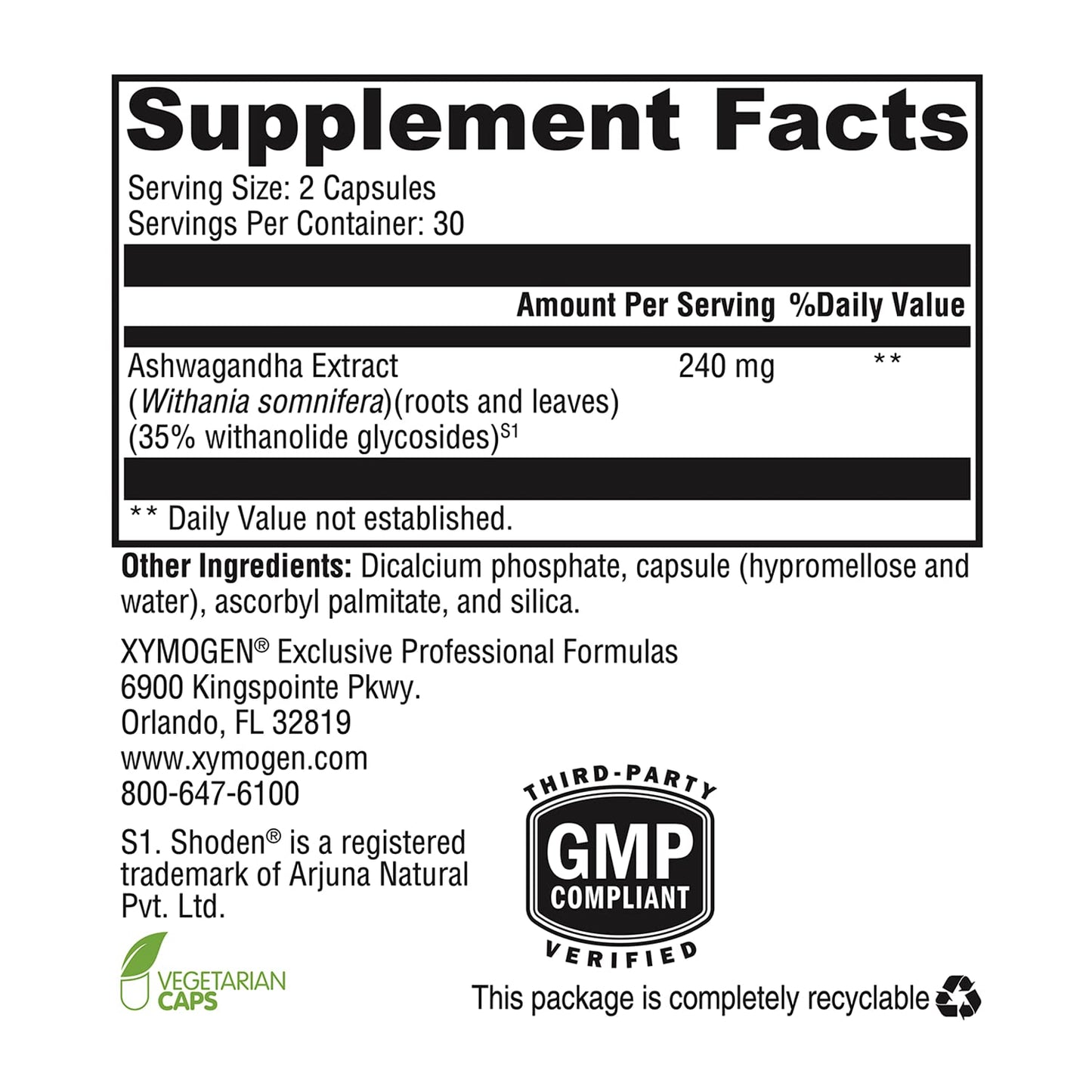 XYMOGEN Ashwagandha 35 – Stress, Sleep & Relaxation Support – 60 Capsules