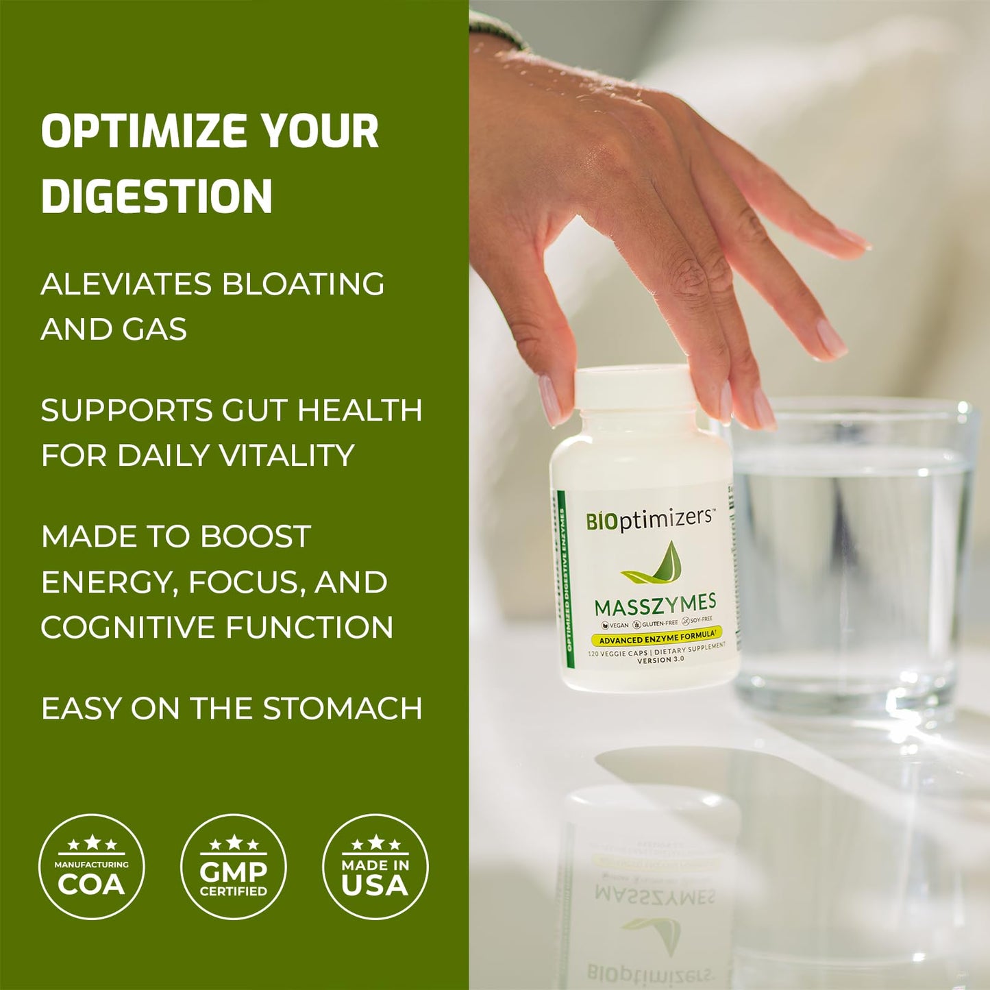 BiOptimizers Magnesium + MassZymes – Sleep, Brain & Digestion Aid