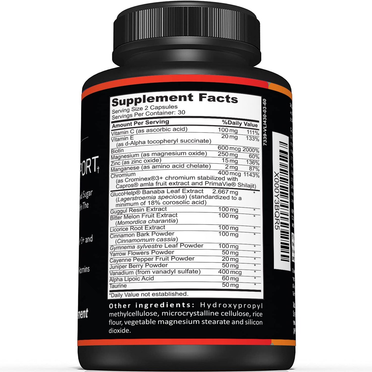 Premium Blood Sugar Support – Cinnamon, ALA, Chromium – 60 Capsules